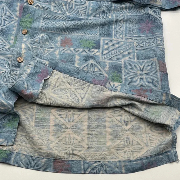 Batik Bay Shirt Mens 2XL  Hawaiian Island Beach Tropical Button Up Blue 100%silk - Picture 5 of 7